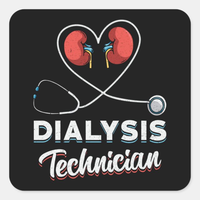 Dialysetechniker Liebe Nurse Nephrologie Tech Quadratischer Aufkleber (Vorderseite)