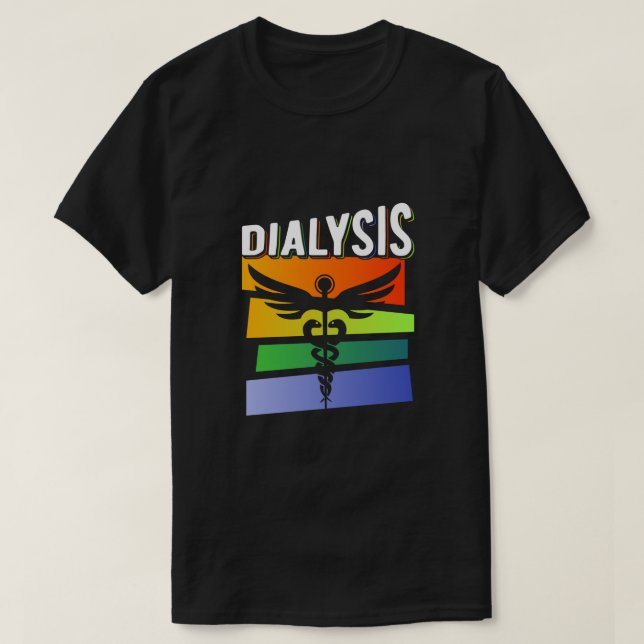 Dialysetechniker Medizin farbenfrohe Krankenschwes T-Shirt (Design vorne)