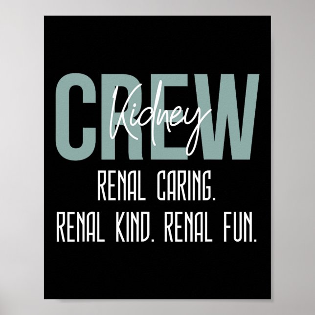 Dialysetechniker Nurse Niere Crew Nieren Gekümmert Poster (Vorne)
