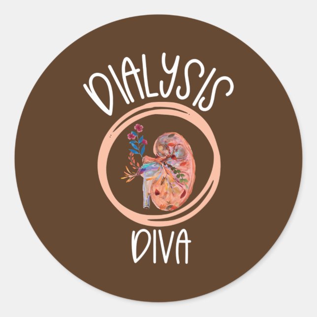 Dialysis Diva Kidney Nurse Dialysis Technician Runder Aufkleber (Vorderseite)