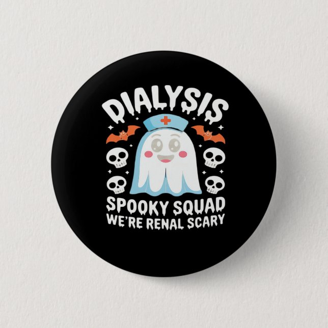 Dialysis Nephrologie Nurse Niedlich Halloween Spoo Button (Vorderseite)