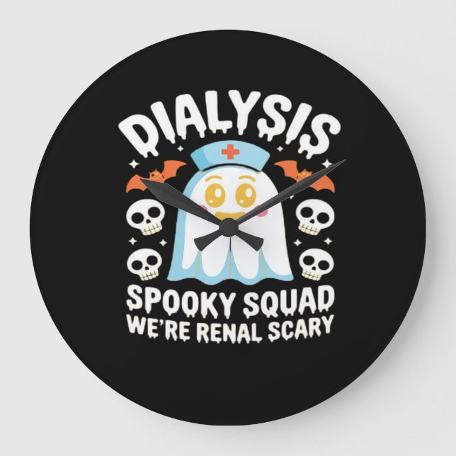 Dialysis Nephrologie Nurse Niedlich Halloween Spoo Große Wanduhr (Vorderseite)