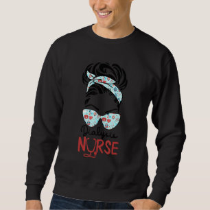 Dialysis Nurse Messy Bun Liebe Herz Stethoscope Rn Sweatshirt