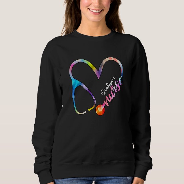 Dialysis Nurse Watercol Liebe Heart Stethoscope Rn Sweatshirt (Vorderseite)