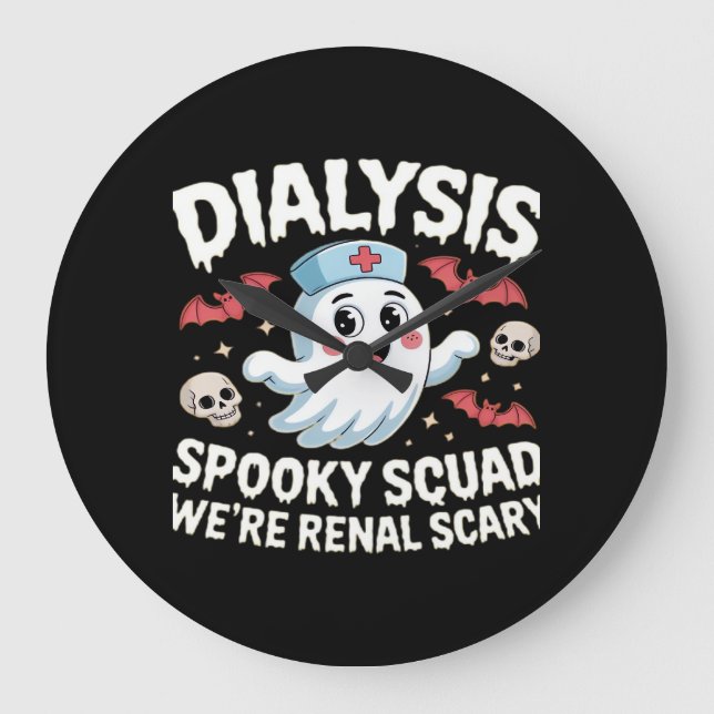Dialysis Spooky Squad Nephrologie Halloween Nephro Große Wanduhr (Vorderseite)