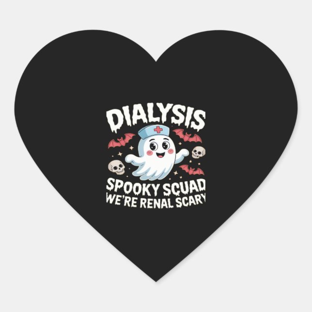 Dialysis Spooky Squad Nephrologie Halloween Nephro Herz-Aufkleber (Vorderseite)
