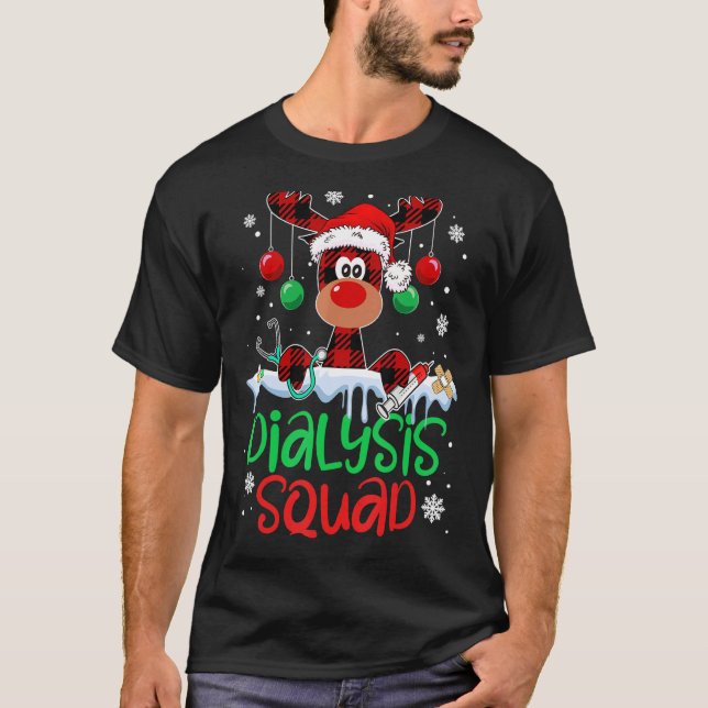 Dialysis Squad Christmas Rentier Nurse Matching P T-Shirt (Vorderseite)