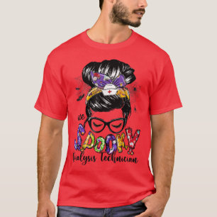 Dialysis Techniker Messy Bun Happy Halloween Gesch T-Shirt