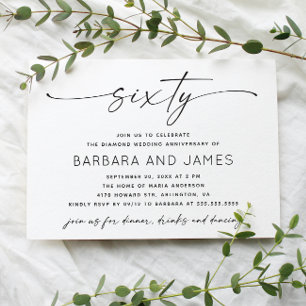Diamant 60. Hochzeitstag. Minimalistisches Foto Einladung
