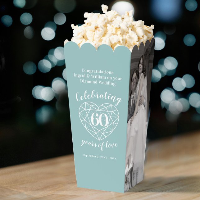 Diamant 60. Hochzeitstag zwei Fotos Geschenkschachtel (Von Creator hochgeladen)