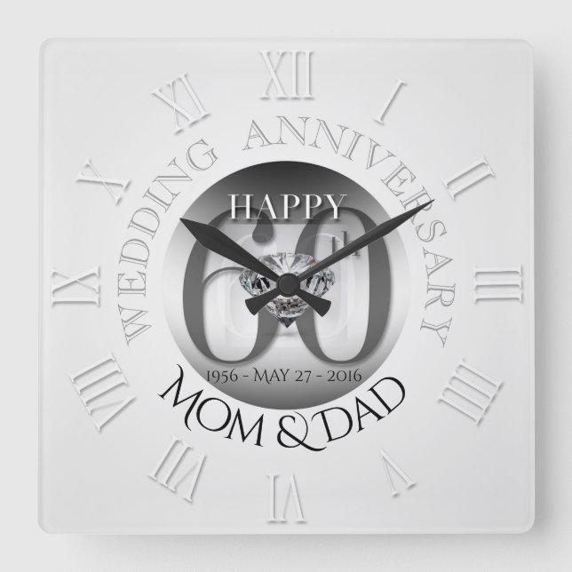 Diamant 60e anniversaire Mariage Horloge romaine N (Recto)