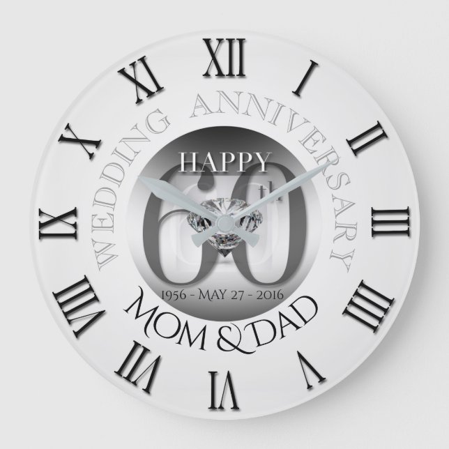 Diamant 60ème anniversaire Mariage Horloge B Roman (Recto)