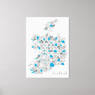 DIAMANT-Art-Grafik Irlands Map  Kristall Leinwanddruck