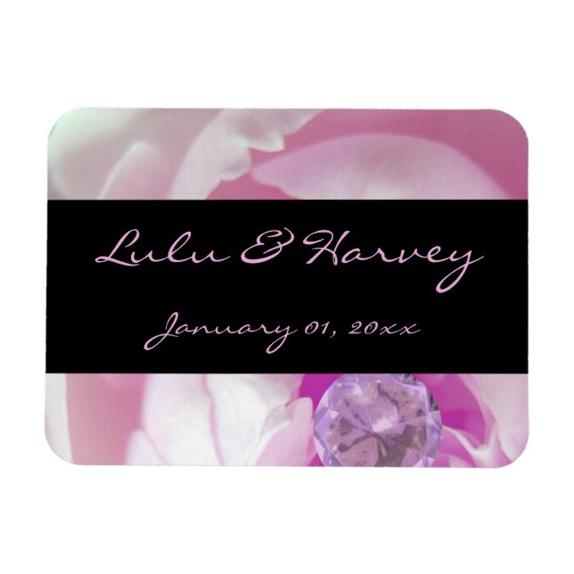 Diamant bei Pink Rose Personal Wedding Magnet (Horizontal)