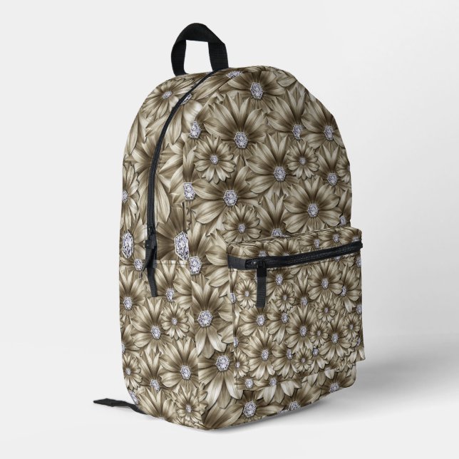 Diamant-Blume-Backpack Bedruckter Rucksack (Rückseitige Ecke links)