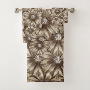 Diamant Blume Badehandtuch Set Edelstein