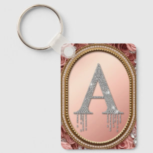 Diamant-Buchstabe A-Monogramm in goldenem Rahmen m Schlüsselanhänger