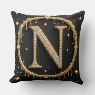 Diamant Buchstabe N Monogramm Persönliches Initial Kissen