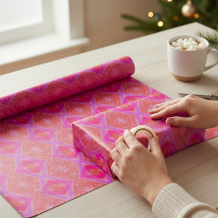Diamant-Crayon-Textur Rosa Lila Orange  Geschenkpapier