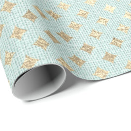 Diamant Cut Foxier Gold Minze Grünpastellstoff Geschenkpapier