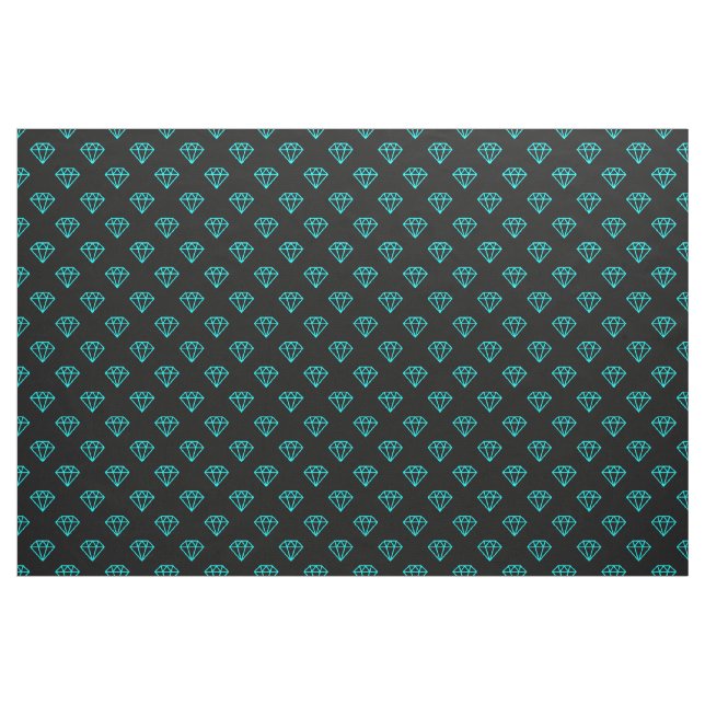Diamant - Cyan auf schwarz Stoff (Yard (91,4 cm))