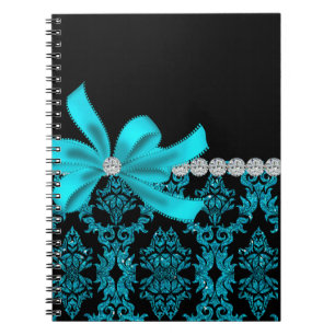 Diamant-Damast (aquamariner Glitzer) Notizblock