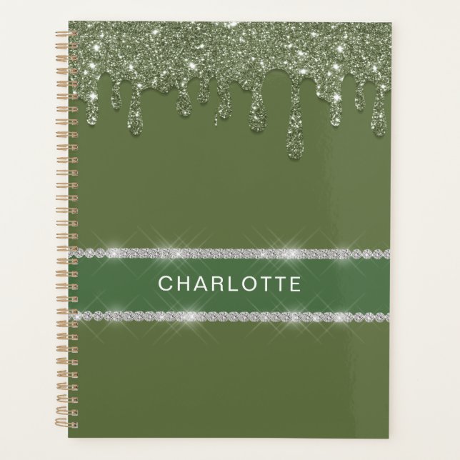 Diamant de Parties scintillant vert Sage moderne (Devant)