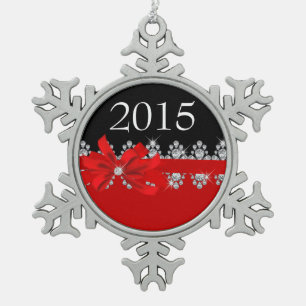 Diamant Delilah (rot) Schneeflocken Zinn-Ornament