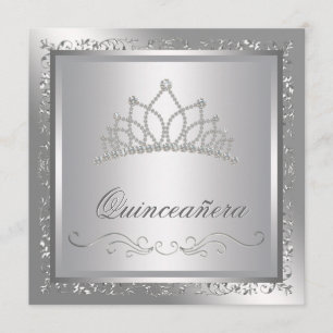 Diamant-Diadem Elegantes Silber Damaskus Quinceane Einladung