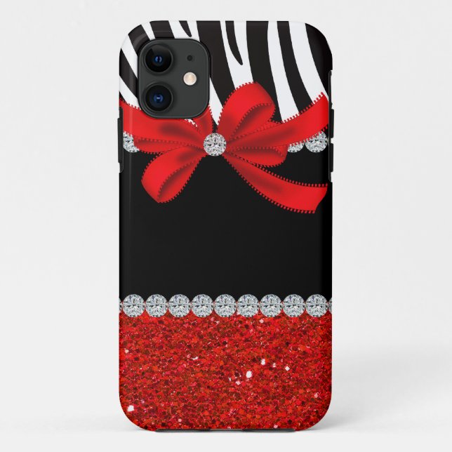 Diamant-Diva (roter Glitter) Case-Mate iPhone Hülle (Rückseite)