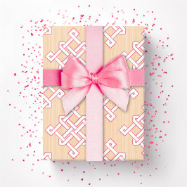 Diamant-Endlosknoten in Rosa und Orange Geschenkpapier