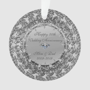 Diamant floral d'argent 50e anniversaire Mariage