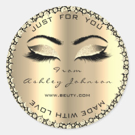 Diamant Funkelnd Glitzer Gold Lash aus Liebe Runder Aufkleber