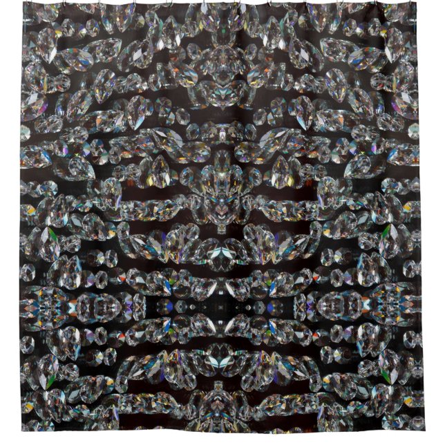 Diamant funkelnd Muster elegant silber und schwarz Duschvorhang (Vorderseite)