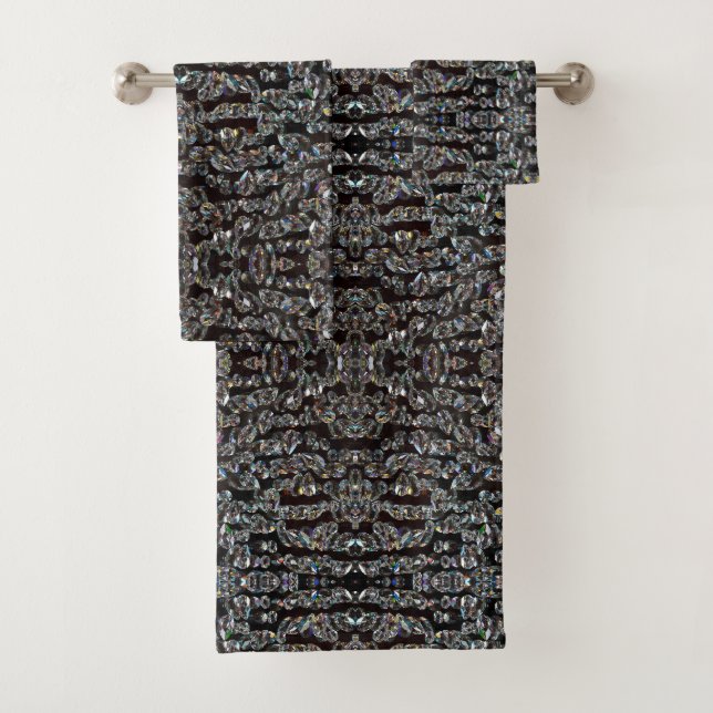 Diamant-funkelnd Muster, silber und schwarz Badhandtuch Set (Insitu)