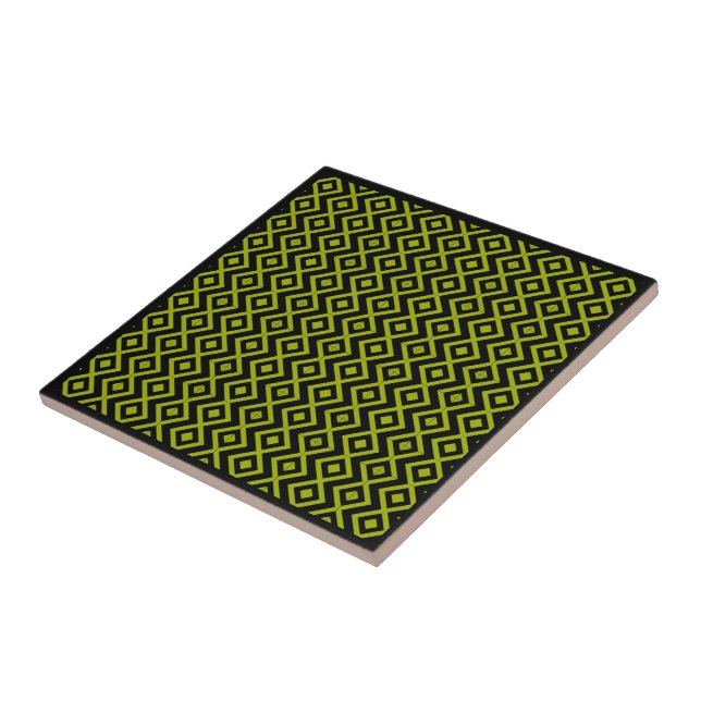 Diamant geformt Harlequin Muster schwarz und gelb Fliese (Seite)