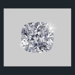 Diamant geformt poster<br><div class="desc">Graues Poster mit großem Kristall und wertvollem Diamantendesign,  um die Wände zu dekorieren</div>