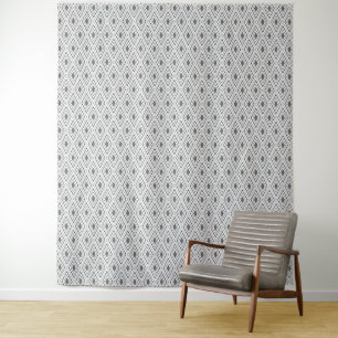Diamant-Geometrie grau schwarz und weiß Wandteppich