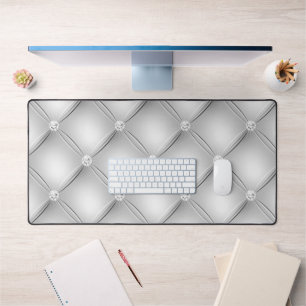 Diamant gepolstertes Design, Silber Schreibtischunterlage
