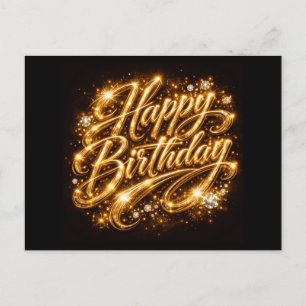 Diamant-Glanz Geburtstag — 3D Golden  Einladungspostkarte