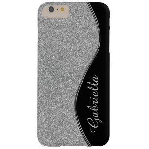 Diamant-Glitzer-Silber-Schwarz-Monogramm iPhone Barely There iPhone 6 Plus Hülle