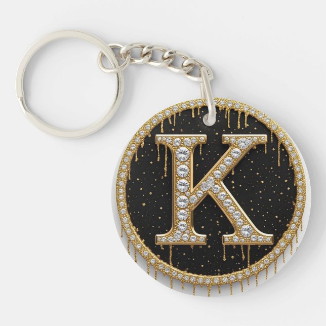 Diamant Gold Monogramm K Geschenk Schlüsselanhänger (Vorderseite)