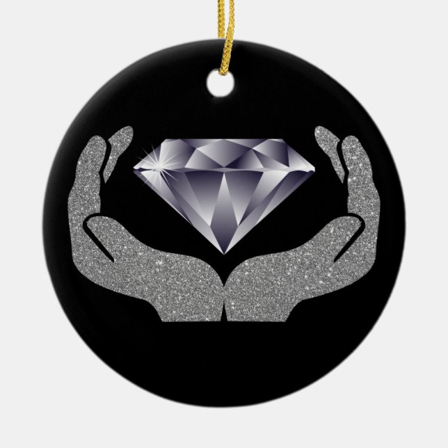 Diamant Hands Keramik Ornament (Vorne)