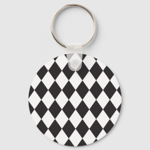 Diamant-Harlekin-Muster in Schwarzweiss Schlüsselanhänger