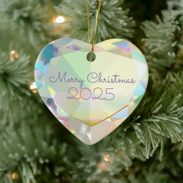 Diamant Heart Maßgeschneiderte Keramik Ornament (Baum)