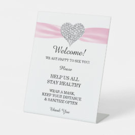 Diamant Heart Pink Ribbon Hochzeitssicherheit Sockelschild
