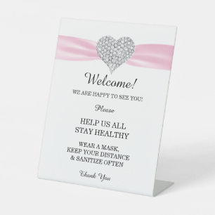 Diamant Heart Pink Ribbon Hochzeitssicherheit Sockelschild