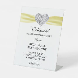 Diamant Heart Yellow Ribbon Wedding Safety Sockelschild
