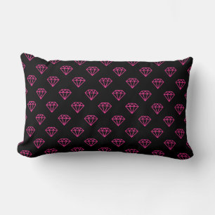 Diamant - Heiß rosa auf schwarz Lendenkissen