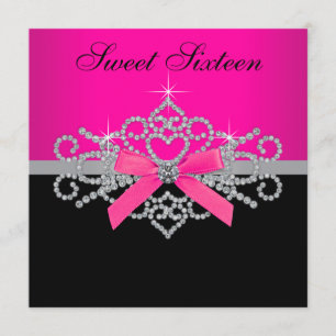 Diamant-heißes Rosa-Schwarz-Bonbon 16 Einladung